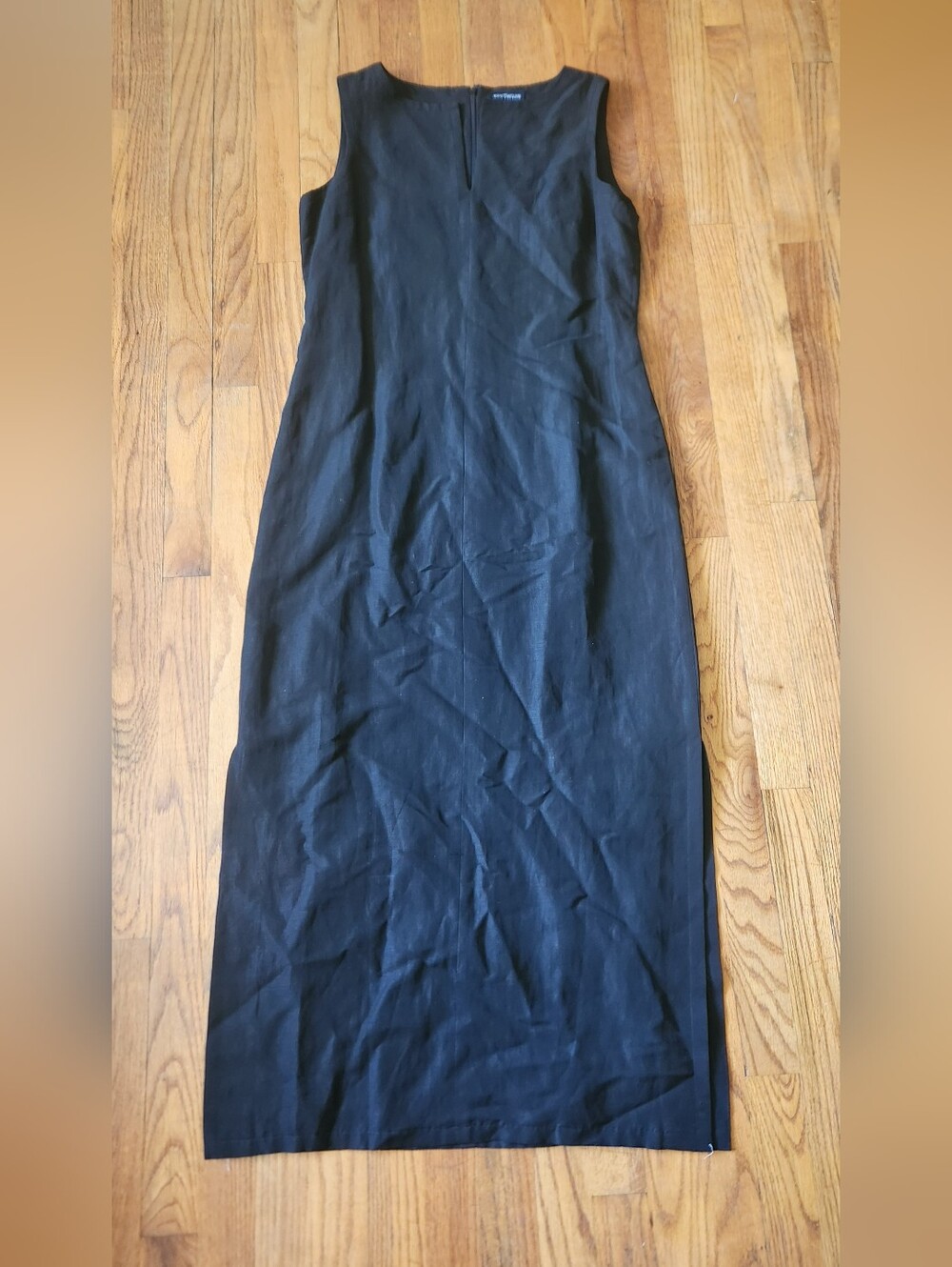 Ann Taylor Black Linen Sheath Midi Dress